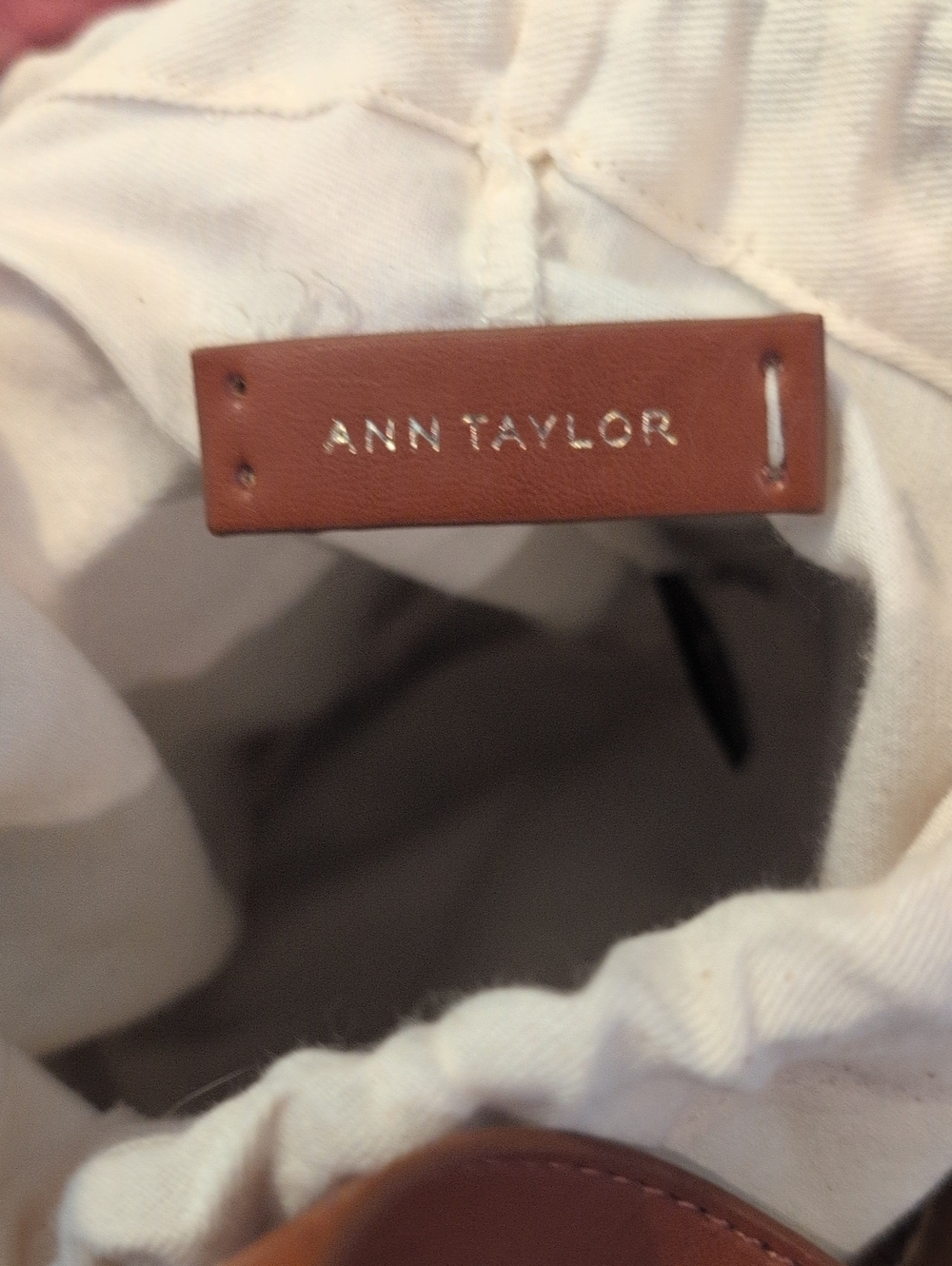 Ann Taylor Raffia, Leather Striped Bucket Bag drawstring Closure - Picture 10 of 12